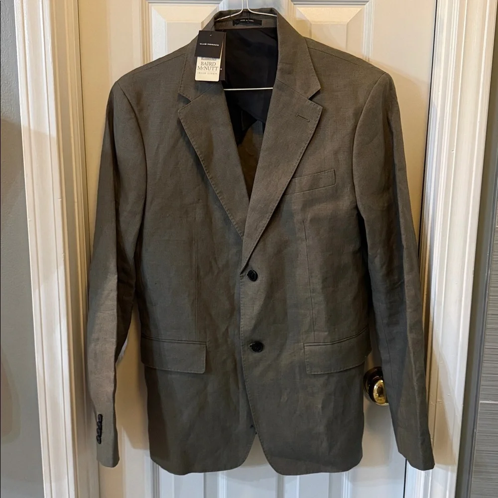 Club Monaco Men's Irish Linen Blazer Olive Green Resort Wear Size 40 NWT